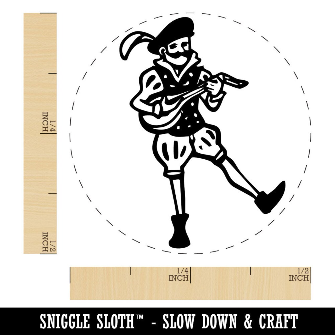 Medieval Bard Musician Singer With Lute Self-Inking Rubber Stamp Crafting